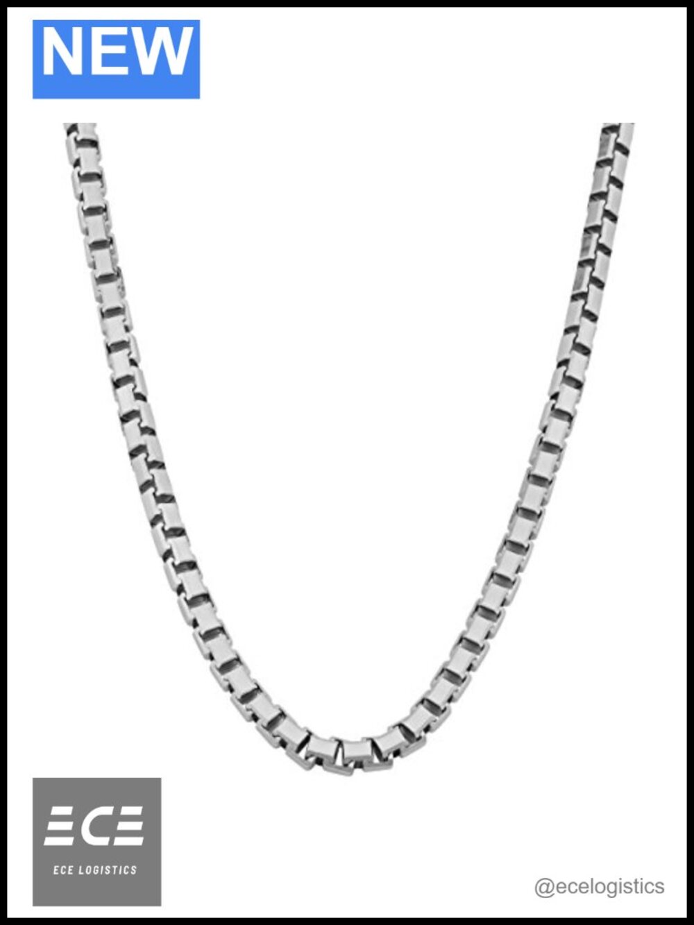 Sterling Silver Rhodium Plated Box Chain Necklace 3.6mm 20 inch Lobster Clasp